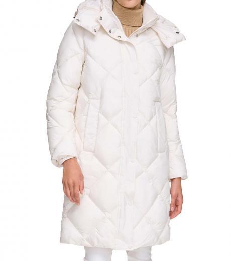 white quilted hooded puffer jacket