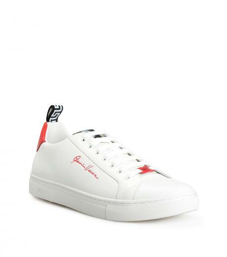 white red logo print sneakers