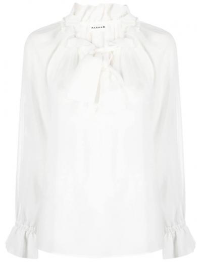 white semi-sheer blouse