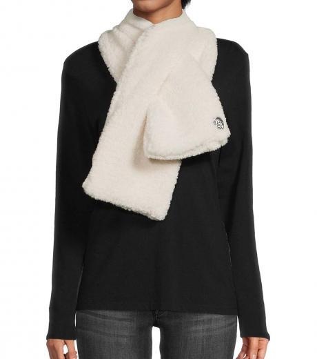 white shearling pull through scarf