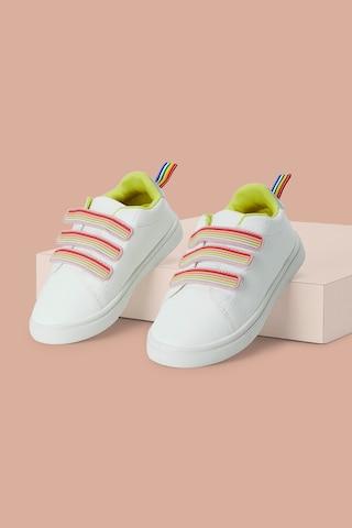 white silicon velcro detail casual girls casual shoes