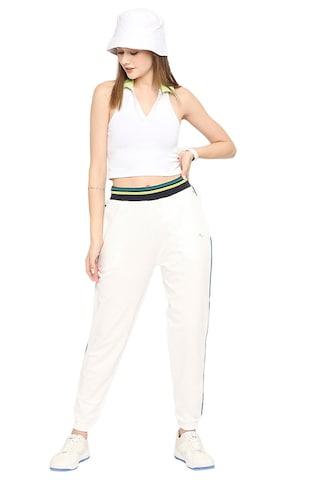 white solid ankle-length casual women regular fit track pants