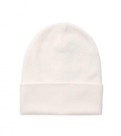 white solid beanie hat