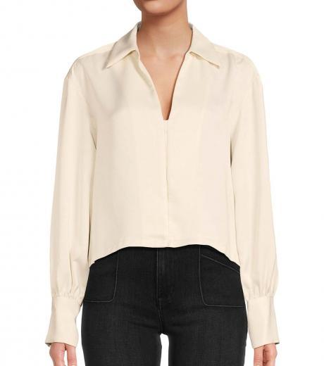 white solid collared top
