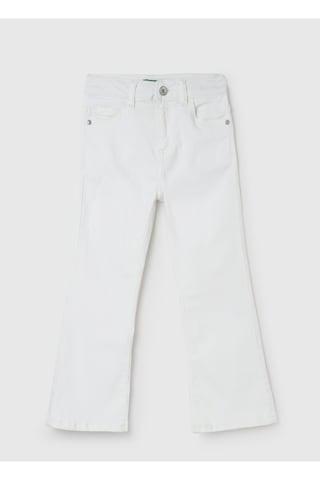 white solid full length casual girls bootcut fit jeans