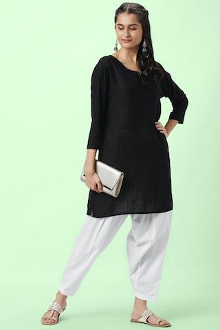 white solid full length casual women regular fit salwar
