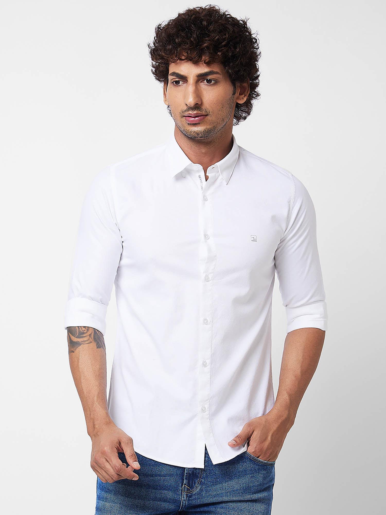 white solid full sleeve shirt for men