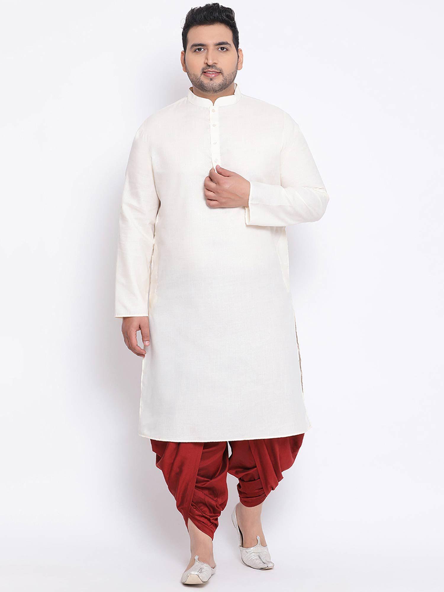 white solid kurta and dhoti pant (set of 2)
