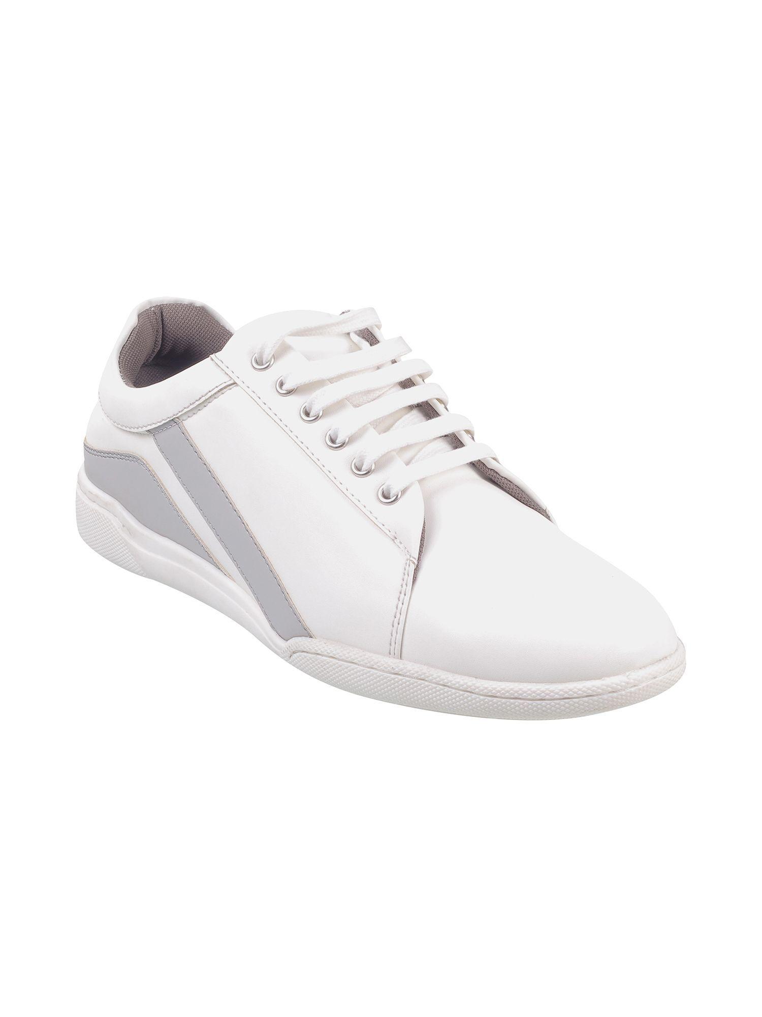 white solid lace ups for men