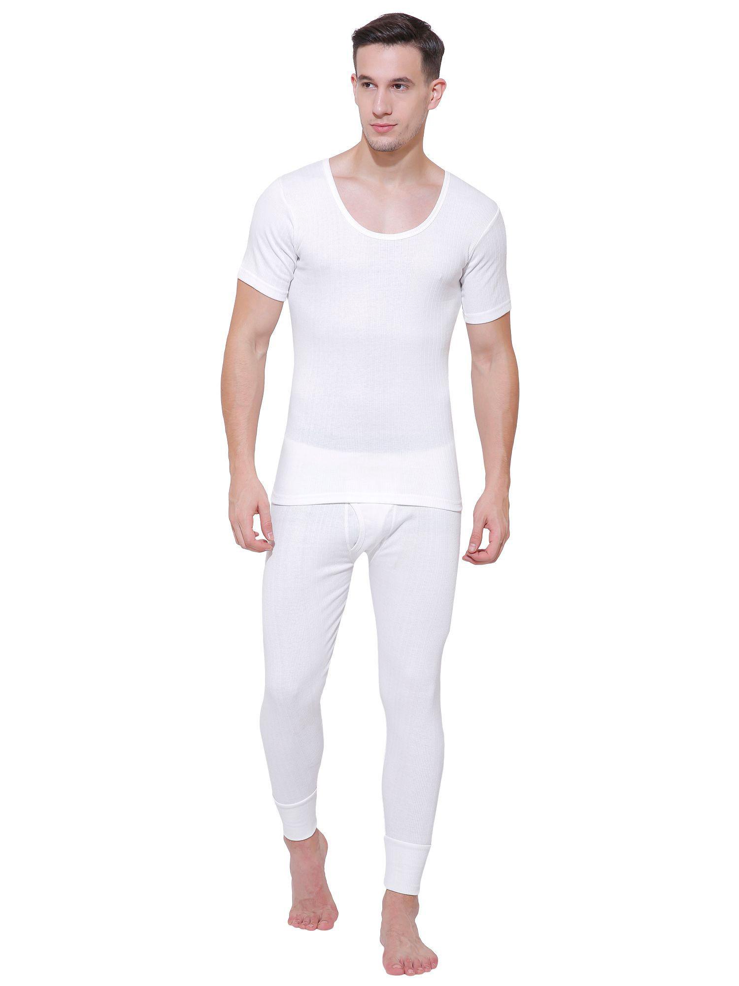 white solid men thermal top white