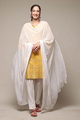 white solid polyester dupatta