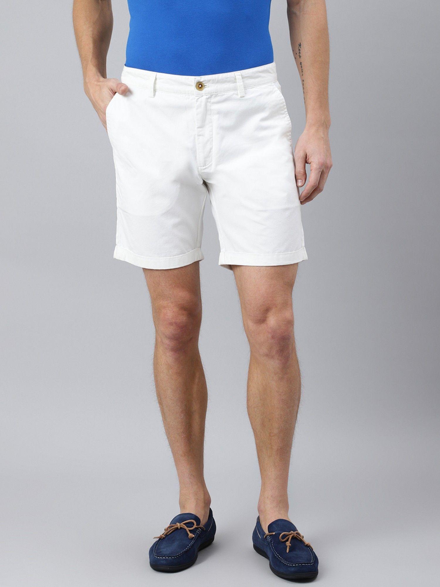 white solid shorts