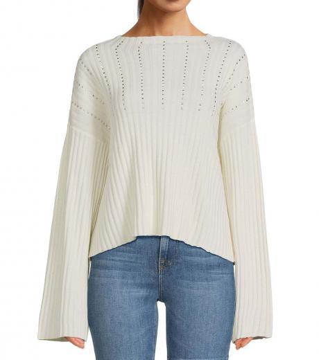 white studded dolman sweater