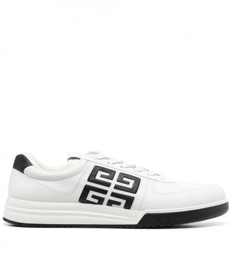 white white black g4 leather sneakers
