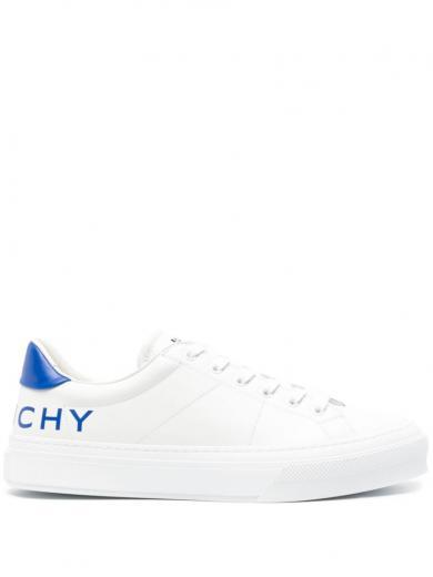 white white blue city sport leather sneakers