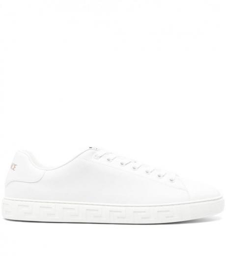 white white greca leather sneakers