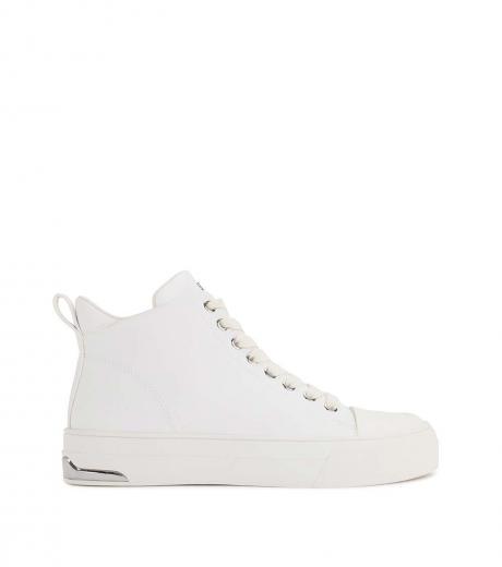 white yaser mid top sneakers