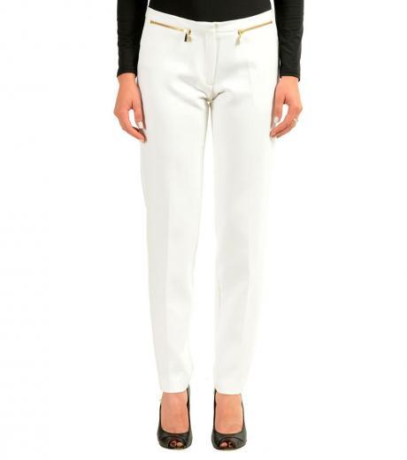 white zipped casual pants