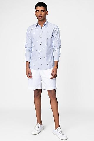 white & blue pinstriped shirt