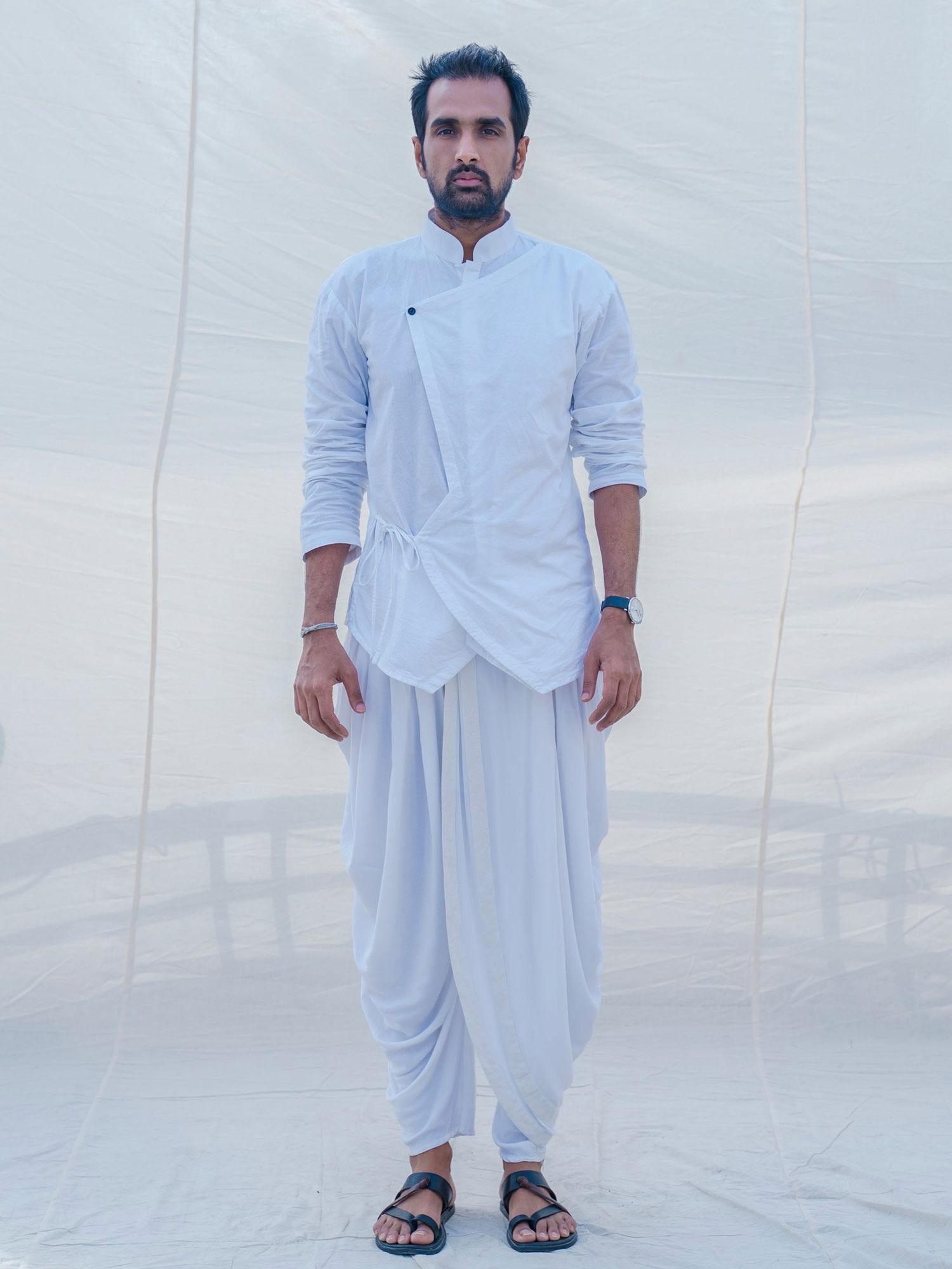 white & divine cotton kurta with pajama (set of 2)