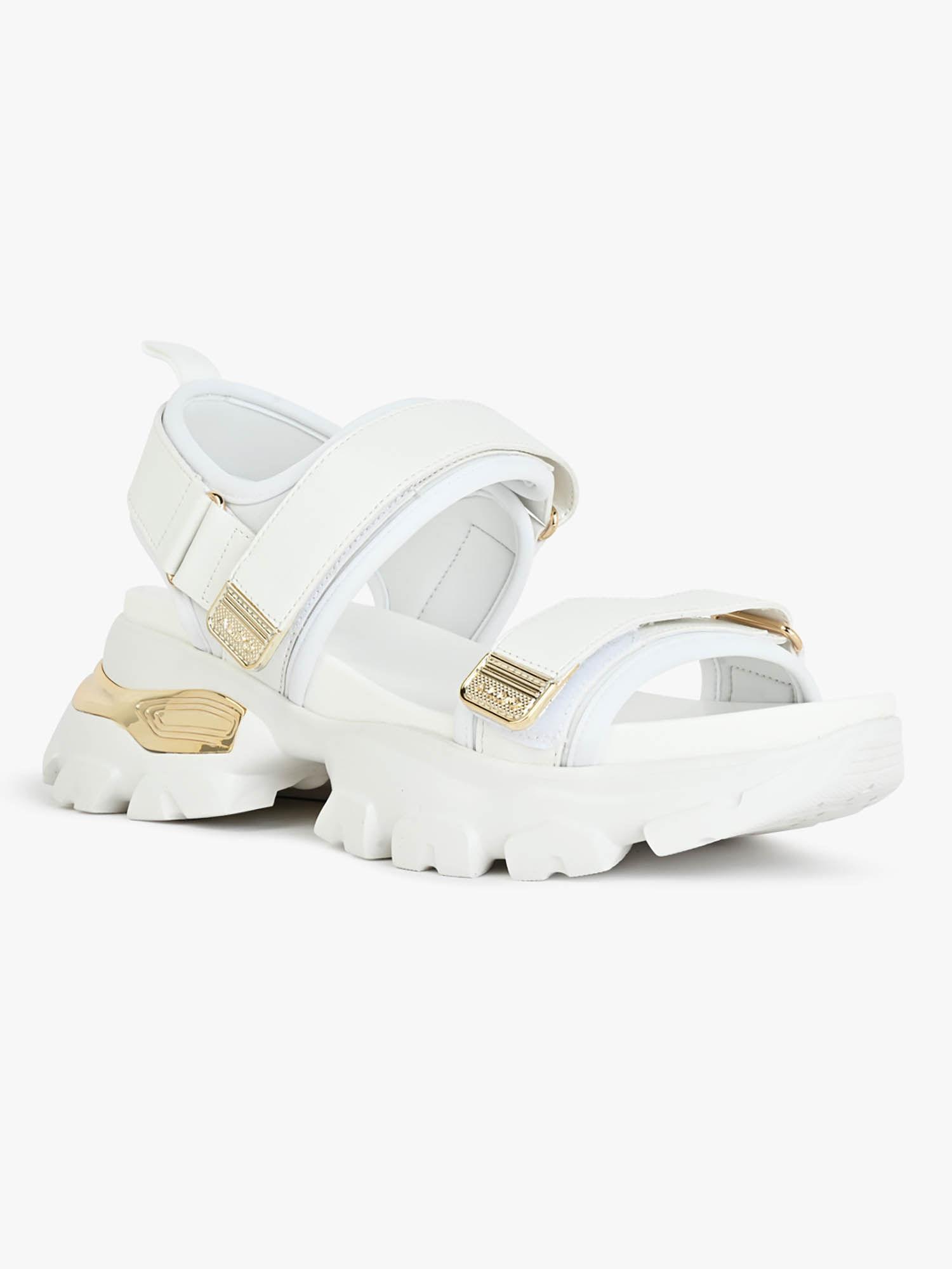 white & gold two piece sandals