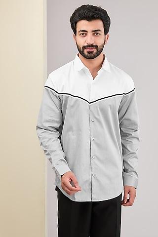 white & grey cotton shirt