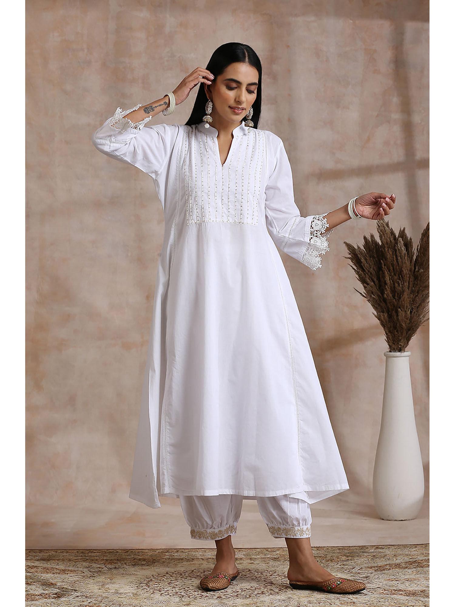 white a-line cotton kurta