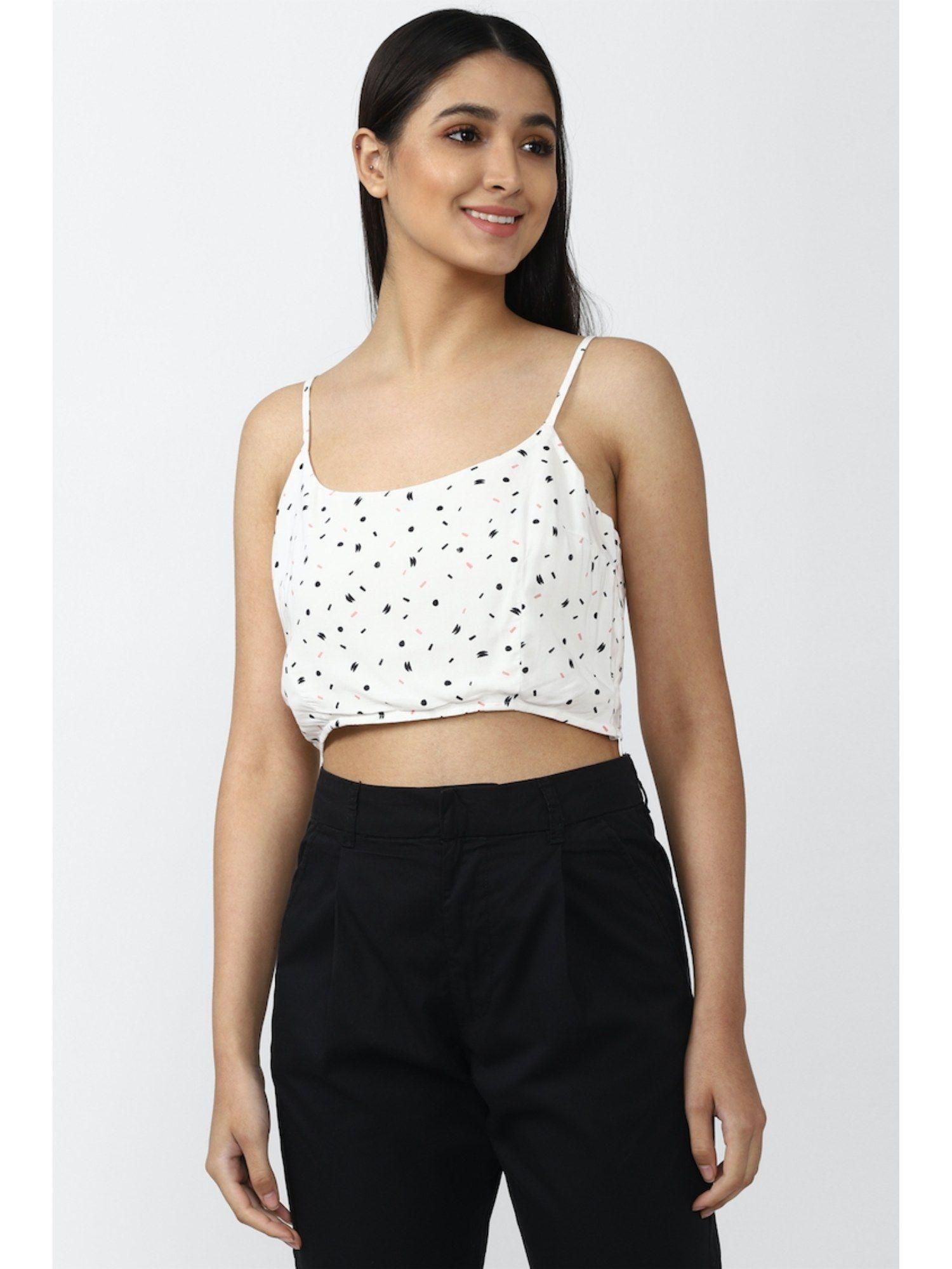 white abstract crop tops