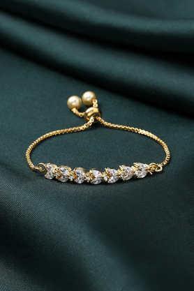 white ad studded gold plated adjustable bracelet gift for her