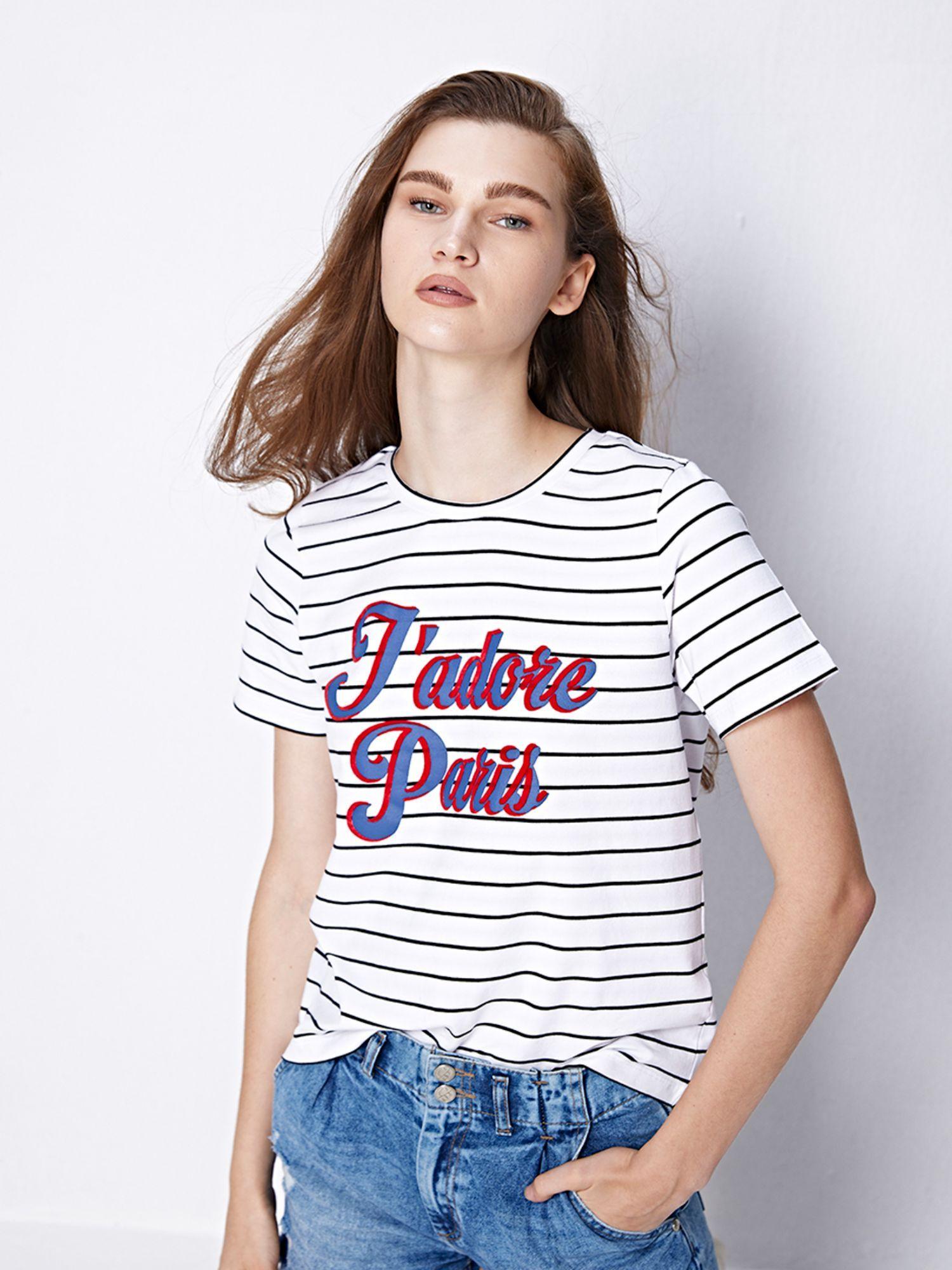 white adore paris printed t-shirt