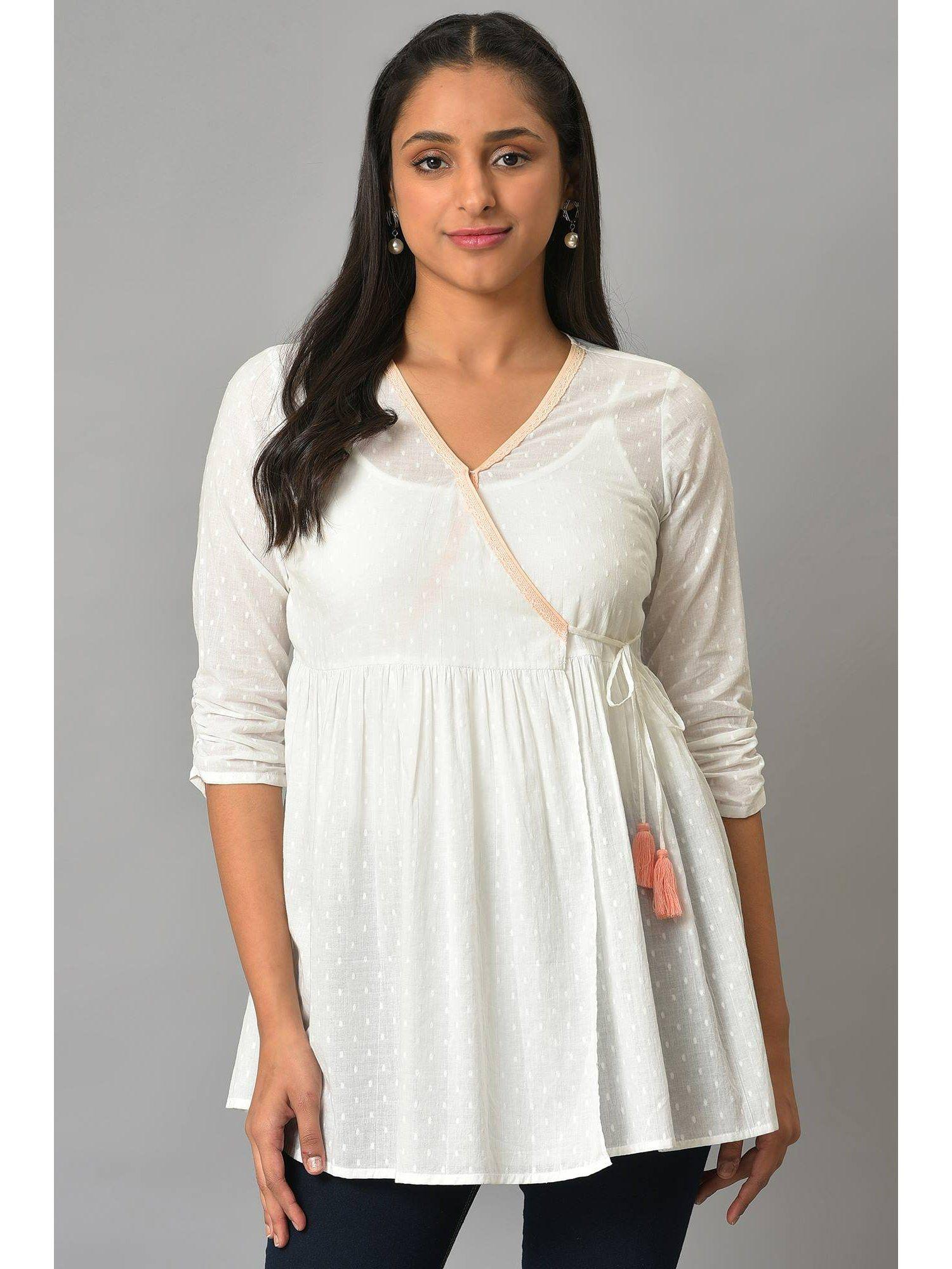 white angarakha gathered kurti