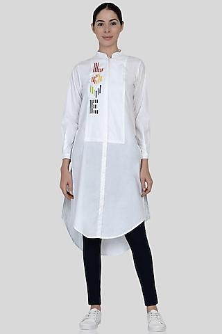 white applique embroidered tunic