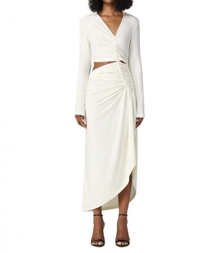 white asymmetric cut-out dress