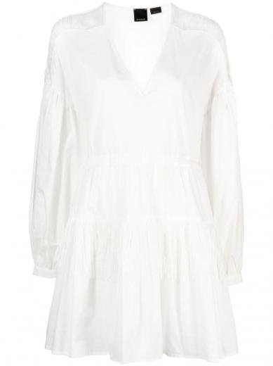 white baaria short cotton dress with fringes