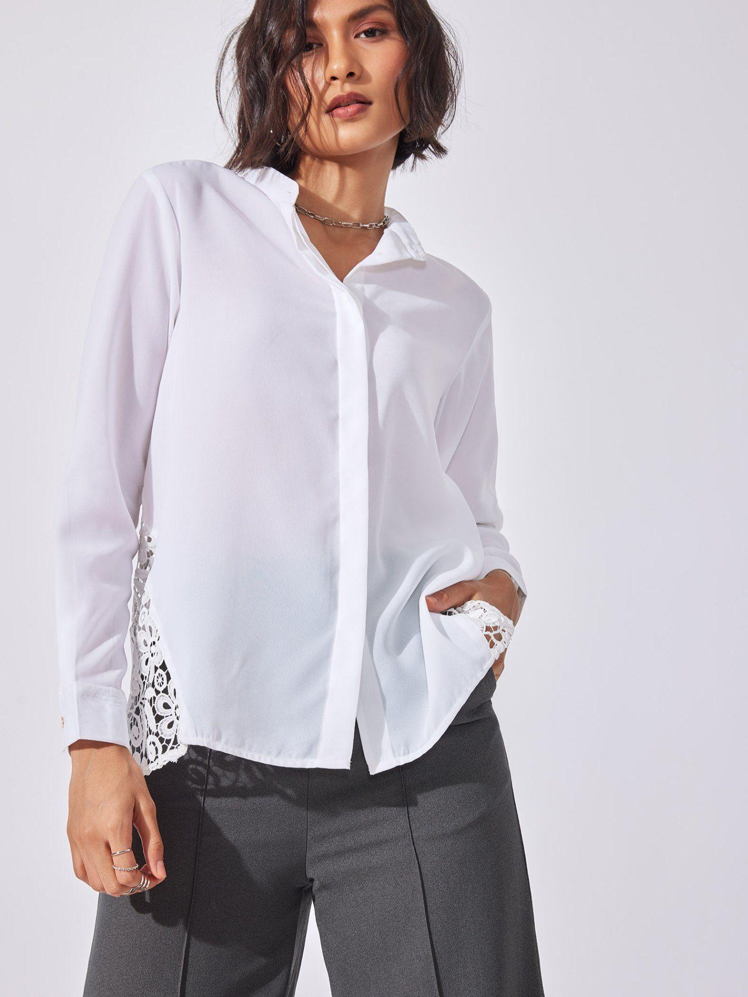 white back lace insert shirt