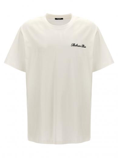 white balmain signature t-shirt