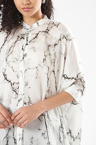 white bamberg satin poncho