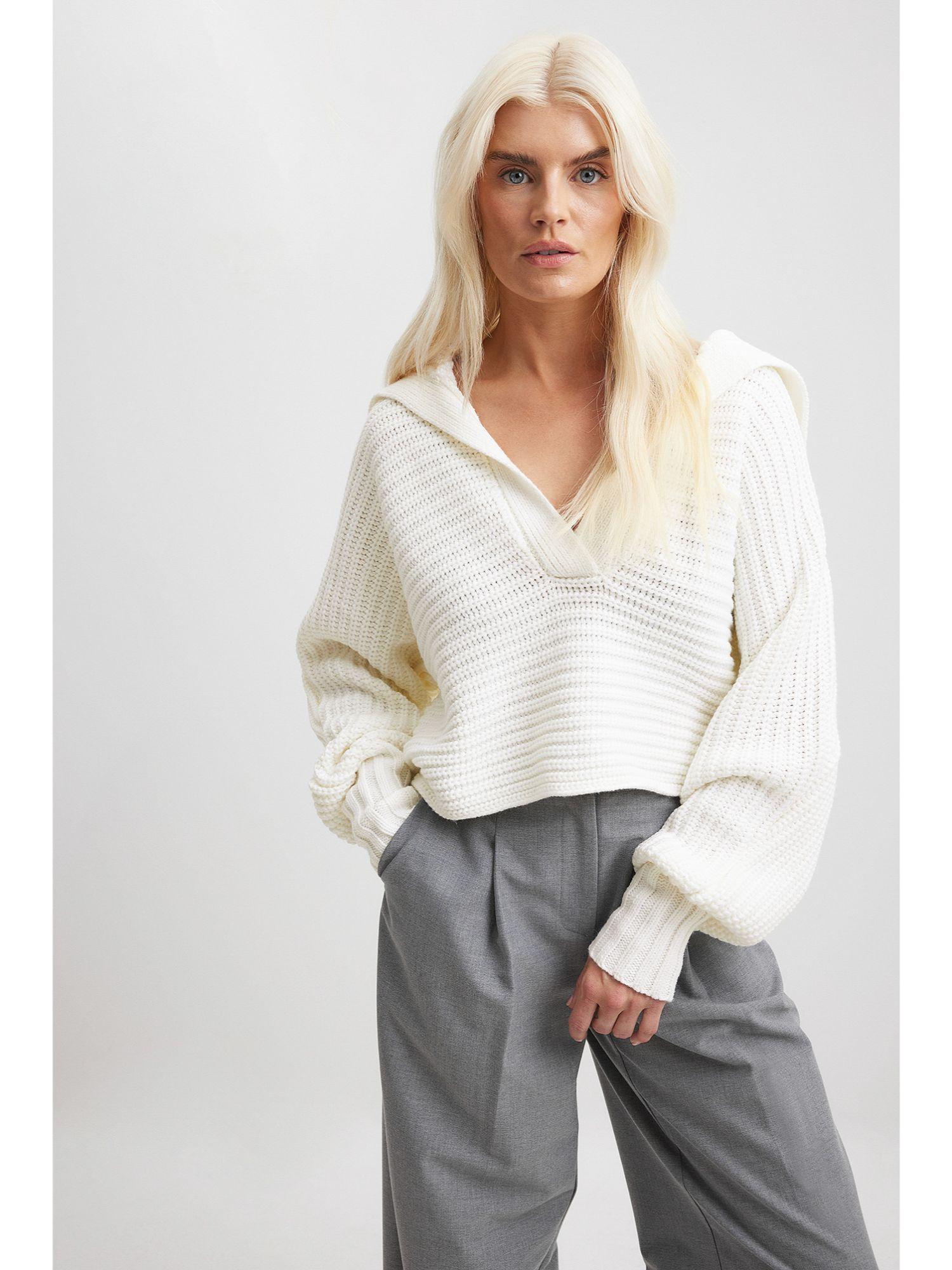 white big collar chunky knitted sweater