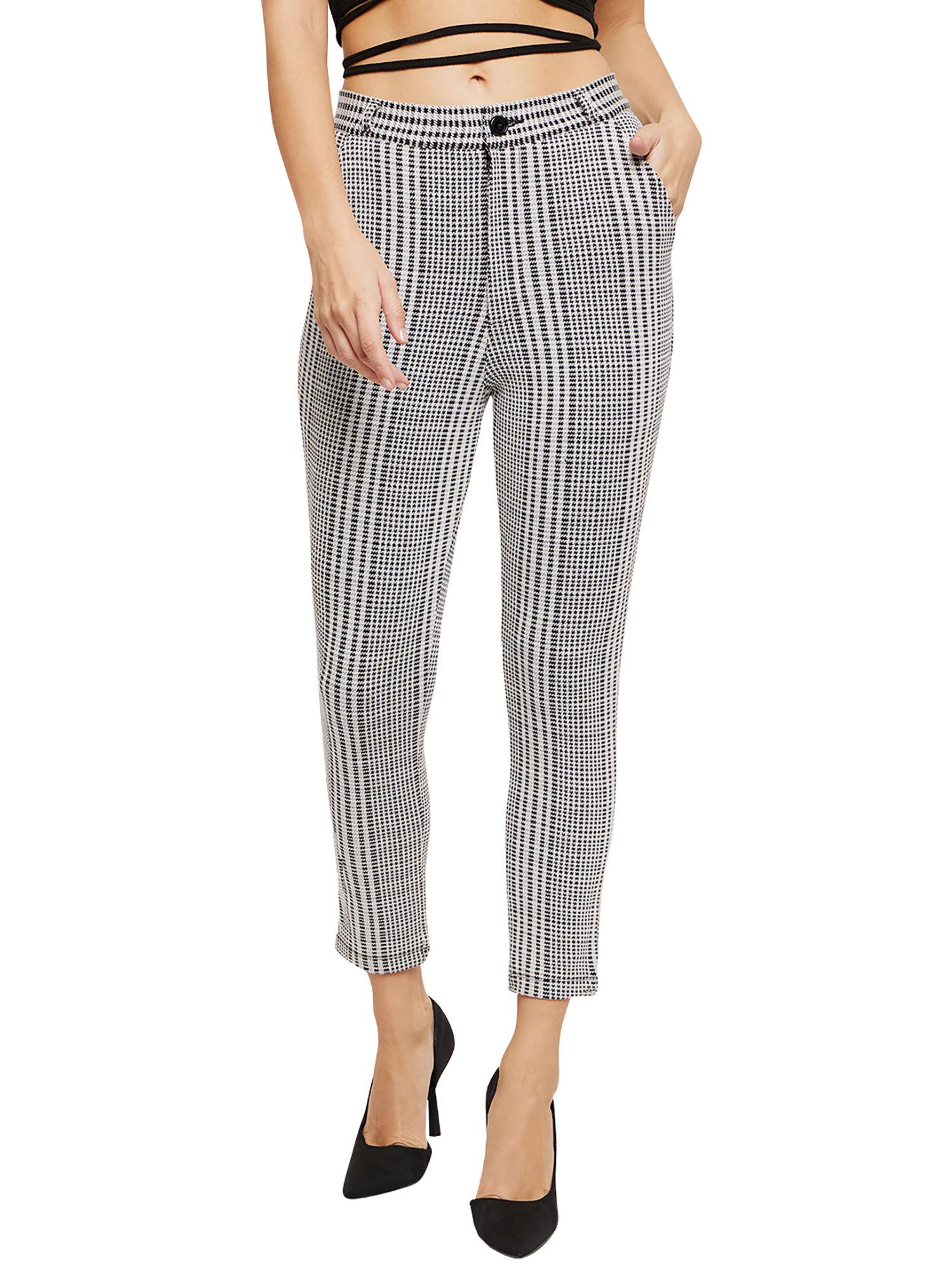 white black check stretch trouser