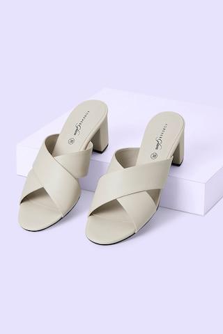 white block heel mule casual women heel sandals