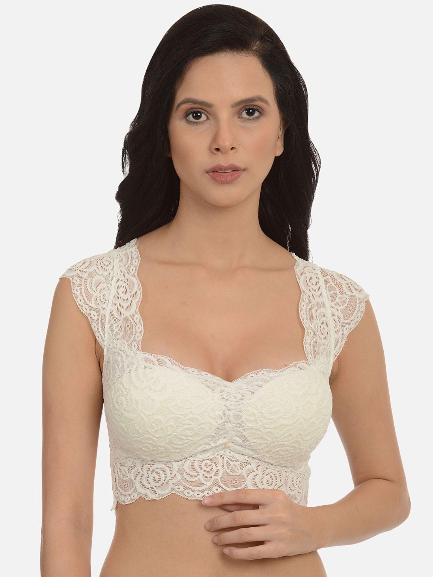 white blouse top bralette bra