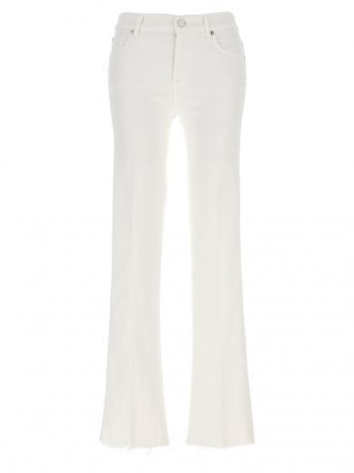 white bootcut tailorless jeans