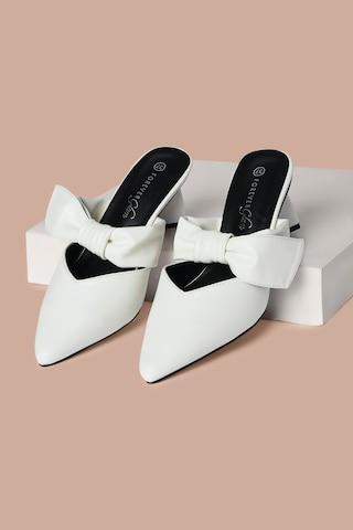 white bow detail casual women heel shoes