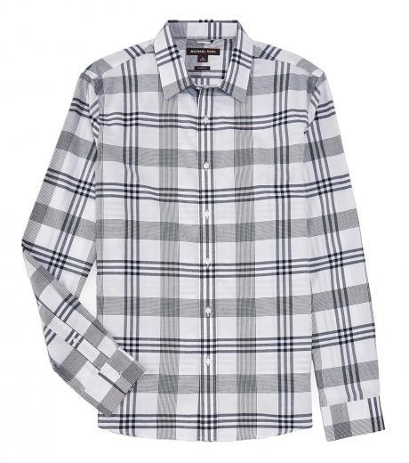 white brushed plaid woven shirt