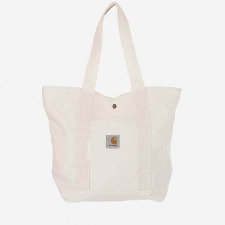 white canvas tote bag with logo