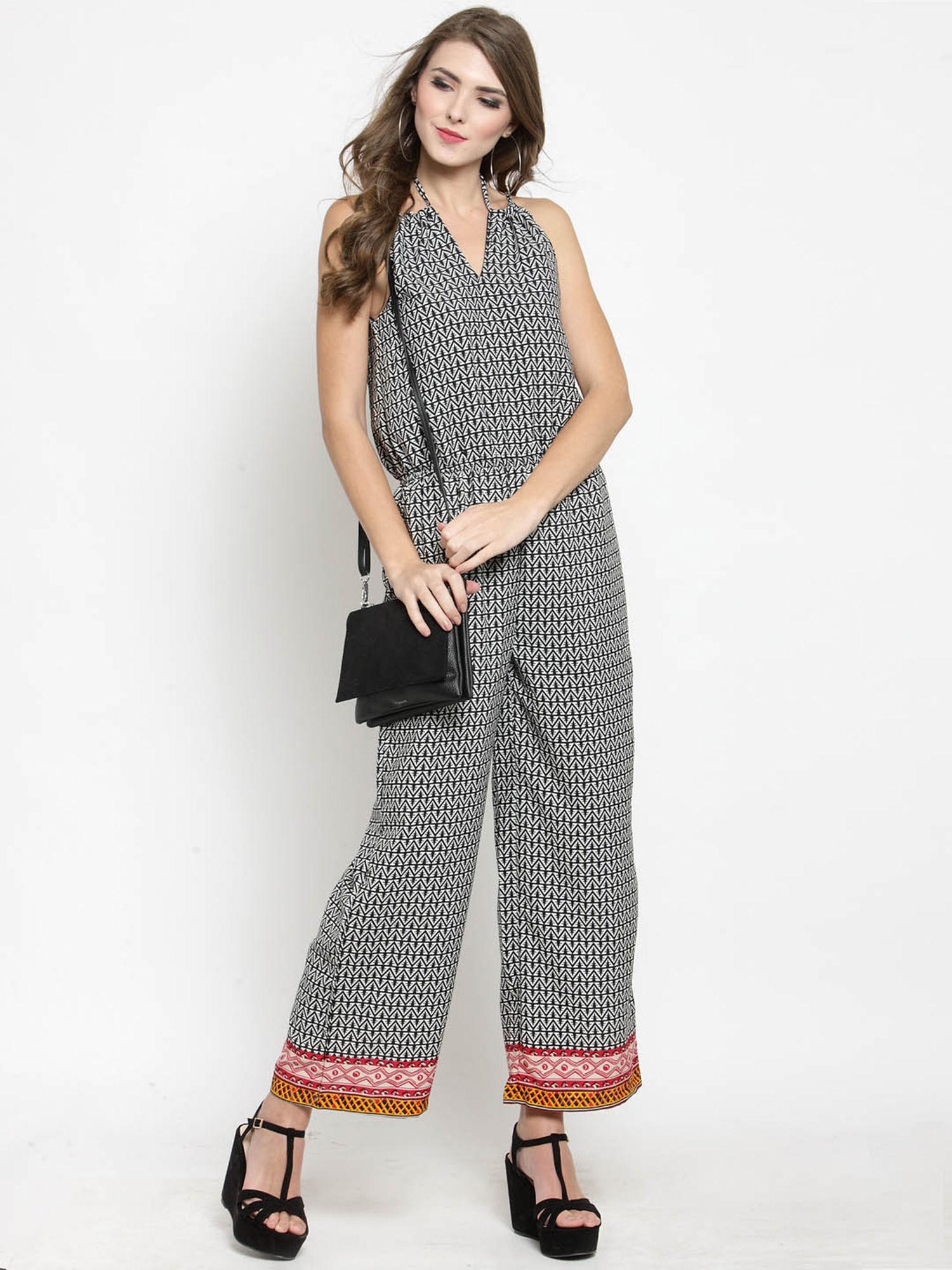 white checks jumpsuit