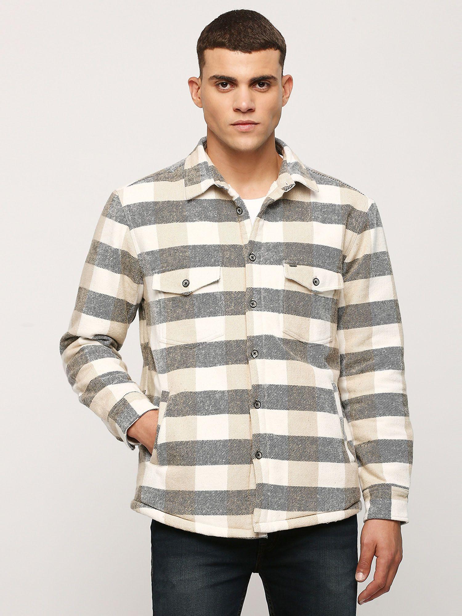 white checks long sleeve jacket