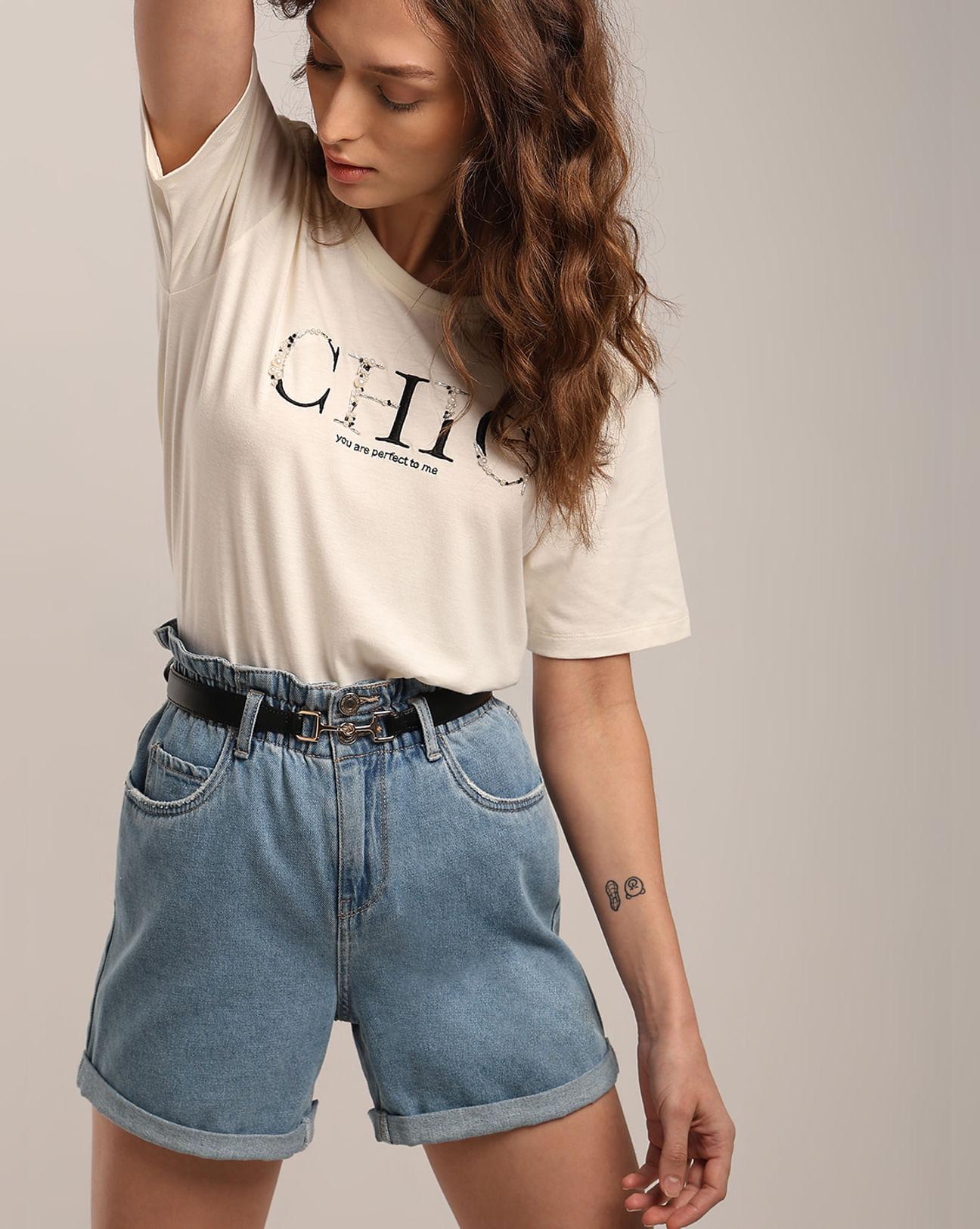 white chic text print t-shirt