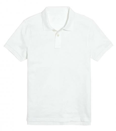 white classic untucked flex pique polo