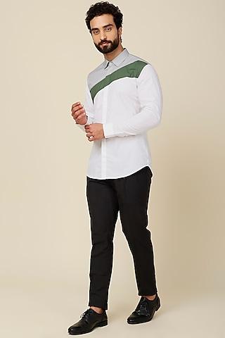 white color blocked cotton shirt